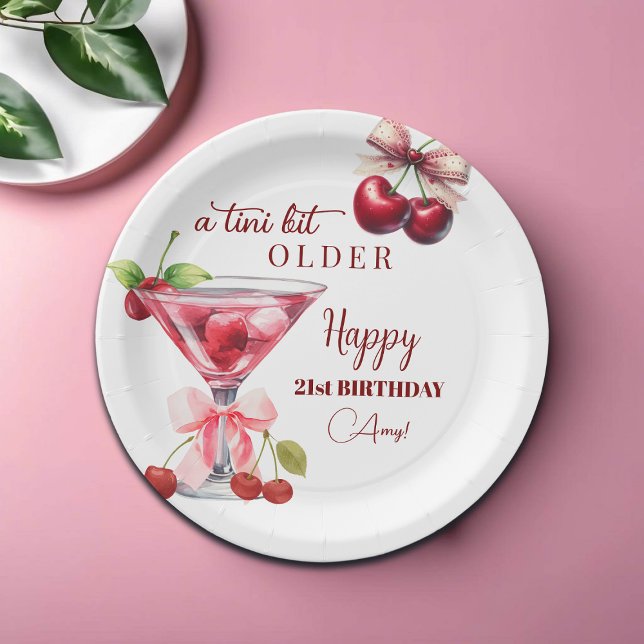 Ein bisschen älterer Cherry Martini zum 21. Geburt Pappteller (Von Creator hochgeladen)