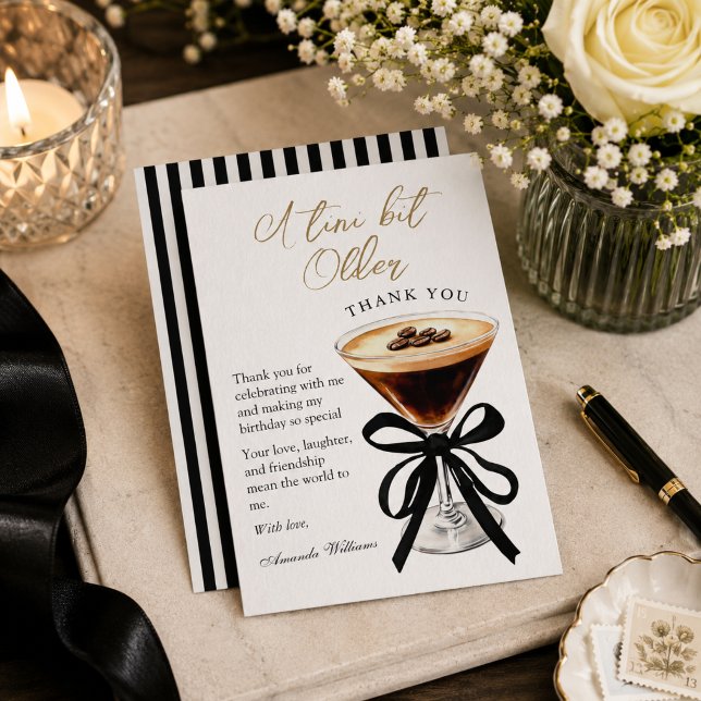 Ein bisschen älterer Espresso Martini Geburtstag  Dankeskarte (A tini bit older Espresso martini birthday thank you card)