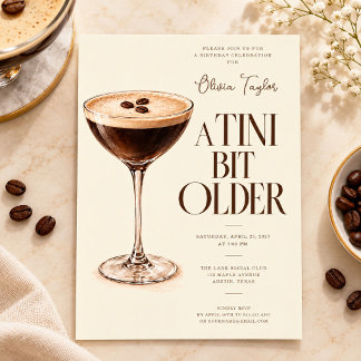 Ein bisschen älterer Espresso Martini Geburtstag Einladung