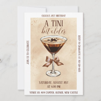 Ein bisschen älterer Espresso Martini Geburtstagsf Einladung