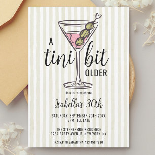 Ein bisschen älterer grüner Martini-Geburtstag Einladung