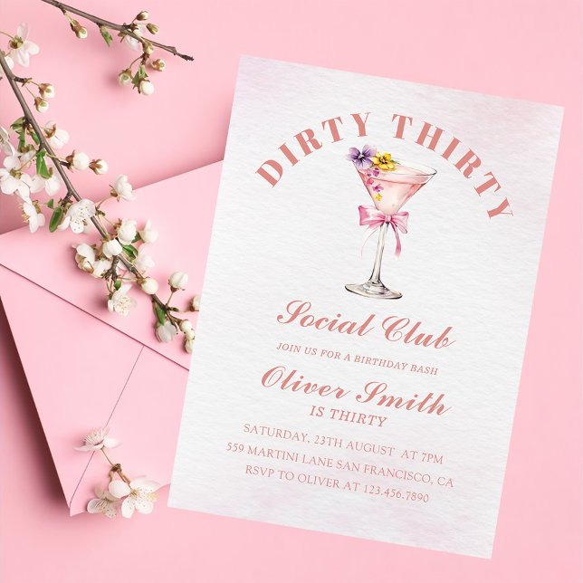 Ein bisschen älterer Martini Dirty Thirty Geburtst Einladung (Von Creator hochgeladen)