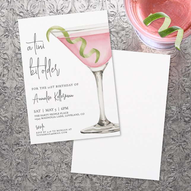 Ein bisschen älterer Martini-Geburtstagsfeier Einladung (A Tini Bit Older Adult Birthday Party Invitation )