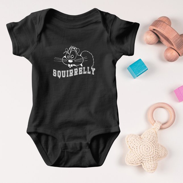 Ein bisschen Eichhörnchen, Weiße Linie Art Baby Strampler (A Bit Squirrelly Squirrel White Line Art Baby Bodysuit)