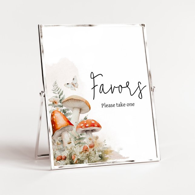 Ein bisschen Fungi verzauberte Pilzfavoriten Poster (Little Mushroom Baby Shower Favors Sign)