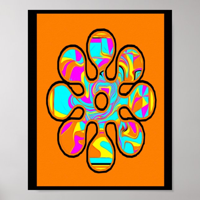 Ein bisschen Hippie. Blume Muster. Farbe hell Poster (Vorne)