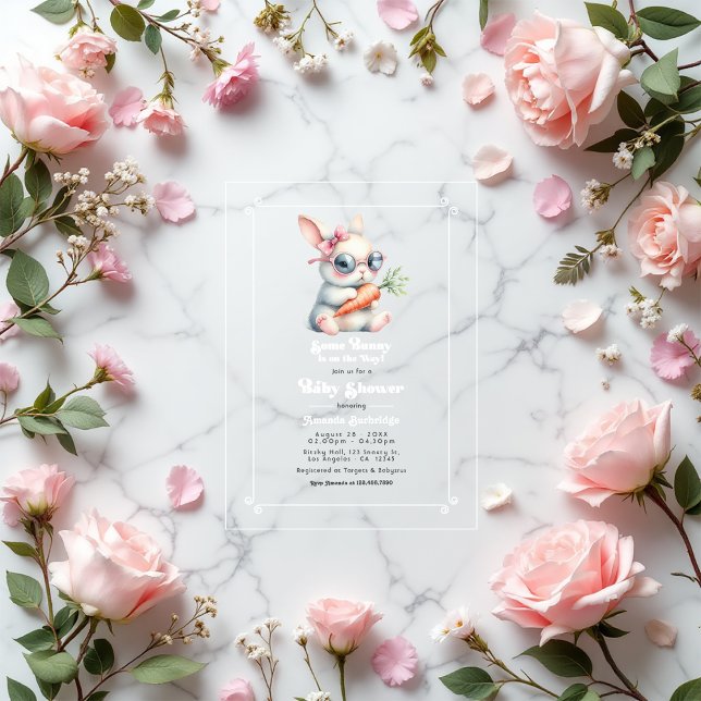 "Ein bisschen Sonne ist unterwegs" Babydusche Acryleinladungen ("Some Bunny Is On the Way" Baby Shower Acrylic Invitations)