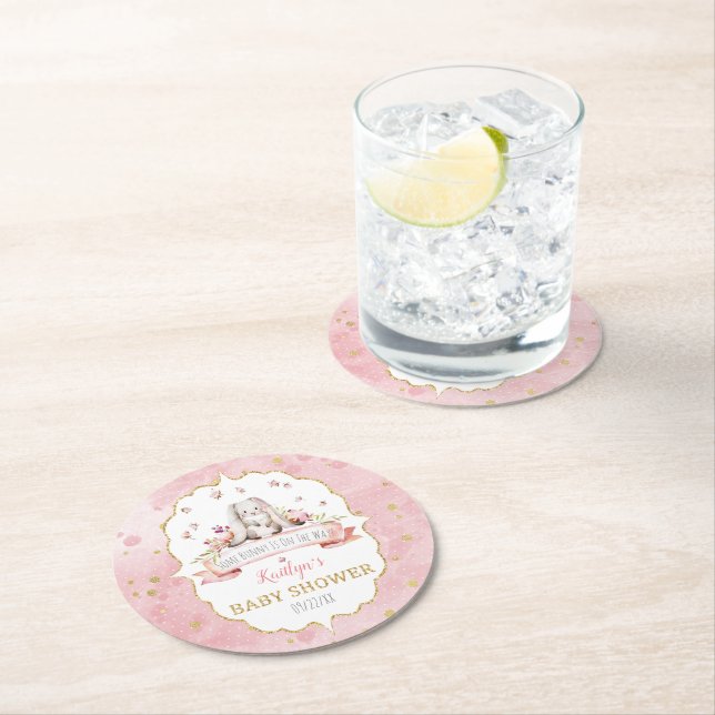 Ein bisschen Sonne ist unterwegs! OsterBaby-Dusche Runder Pappuntersetzer (Vor Ort)