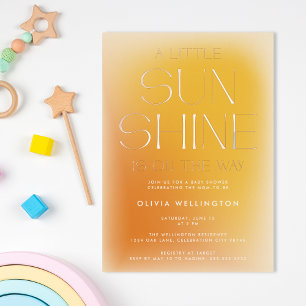 Ein bisschen Sonnenschein Moderne gelbe Babyparty Folieneinladung