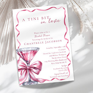 Ein bisschen verliebt Pink Bow Martini Brautparty Einladung