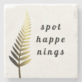 Ein Blattvektor mit goldenem Farn Steinuntersetzer