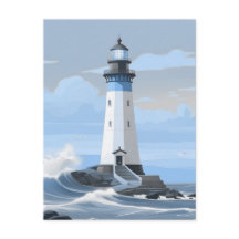 Ein blau gemalter Leuchtturm