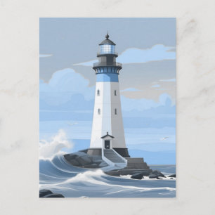 Ein blau gemalter Leuchtturm Postkarte