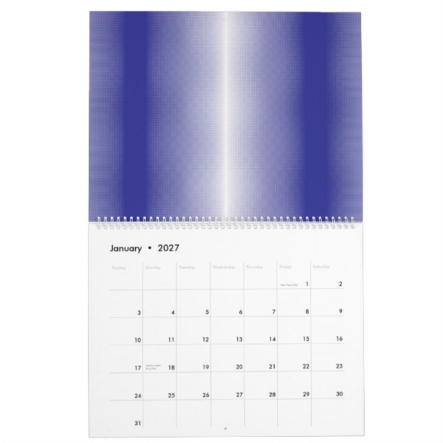 ein blau-weiß gestreifter Hintergrund Kalender (Jan 2027)