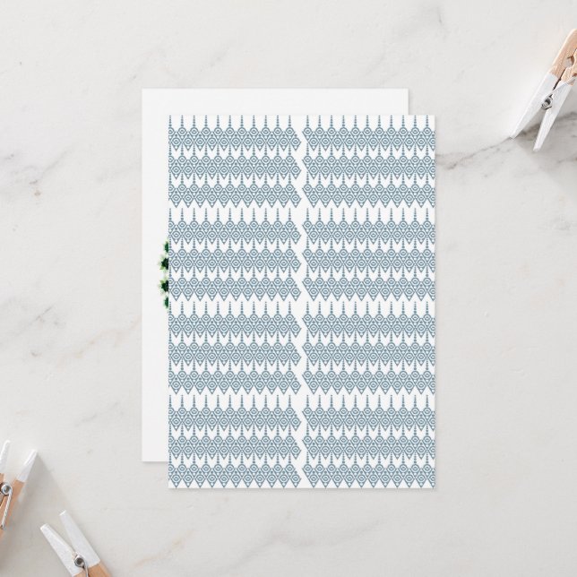 ein blau-weißes Muster mit weißem Hintergrund Einladung (Vorderseite/Rückseite Beispiel)