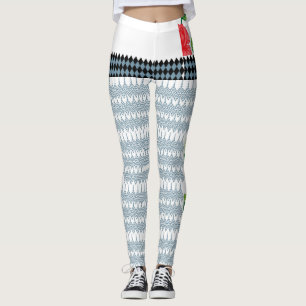 ein blau-weißes Muster mit weißem Hintergrund Leggings