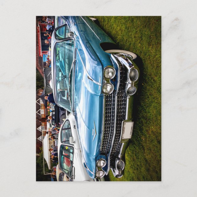 Ein blauer 1959 Cadillac Eldorado Biarritz. Postkarte (Vorderseite)