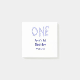 Ein blauer Glitzer Junge, modern 1. Geburtstag Post-it Klebezettel