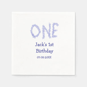 Ein blauer Glitzer Junge, modern 1. Geburtstag Serviette