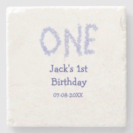 Ein blauer Glitzer Junge, modern 1. Geburtstag Steinuntersetzer