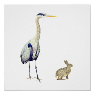 Ein blauer Held und ein Kaninchen Poster