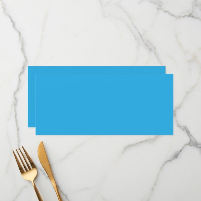 ein blauer Hintergrund mit Menükarte (Vorderseite/Rückseite Beispiel)