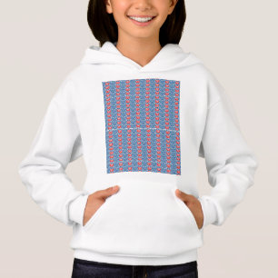 ein blauer Hintergrund mit roten und weißen Motive Hoodie