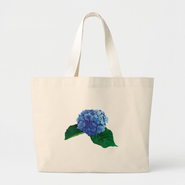 Ein blauer Hydrangea Jumbo Stoffbeutel (Vorne)