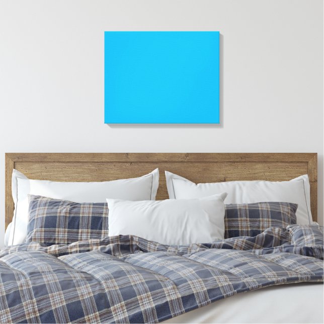 Ein blaues Quadrat, zentriert auf einem weißen Hin Leinwanddruck (Insitu (Schlafzimmer))