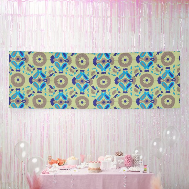 ein blaues und grünes Muster auf grünem Hintergrun Banner (Party)