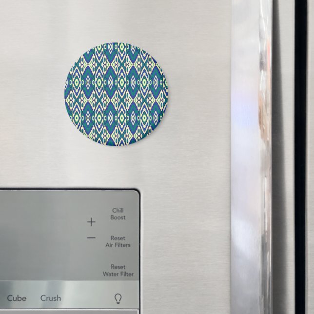 ein blaues und grünes Muster mit weißem Hintergrun Magnet (In Situ (Kühlschrank))