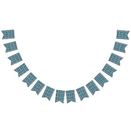 ein blaues und grünes Muster mit weißem Hintergrun Wimpelkette