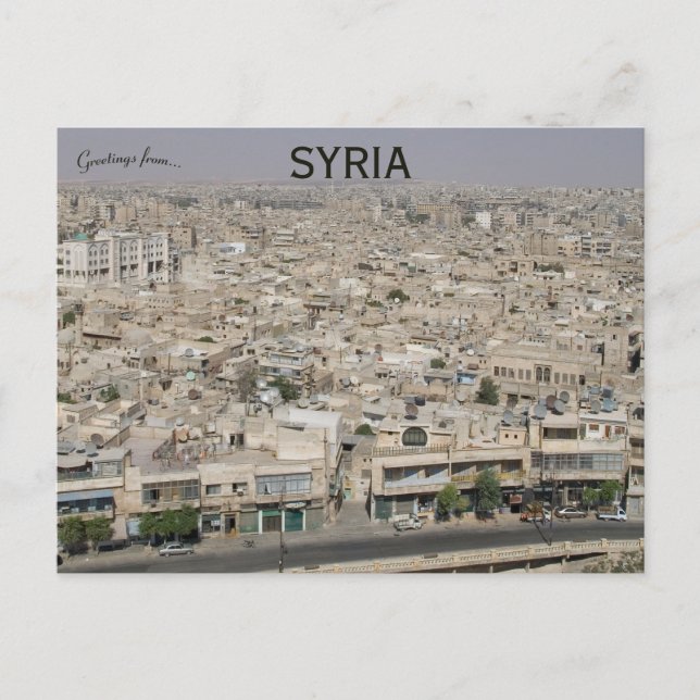 Ein Blick auf Aleppo Syrien Postkarte (Vorderseite)