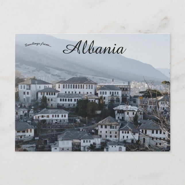 Ein Blick auf Gjirokaster Albanien Postkarte (Vorderseite)