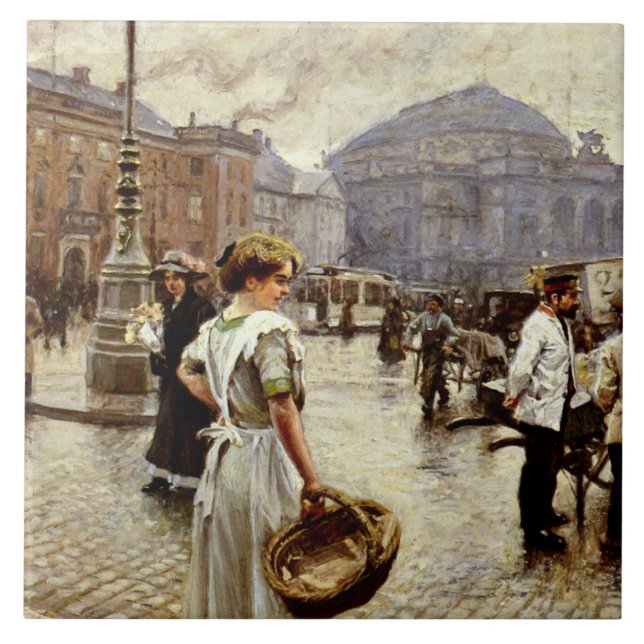 Ein Blick auf Kongens Nytorv, Kopenhagen Fliese (Vorderseite)