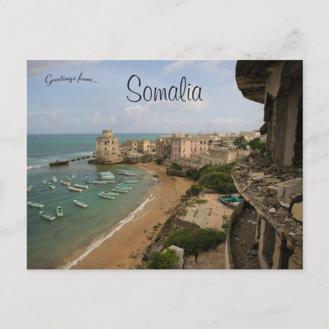 Ein Blick auf Mogadischu in Somalia Postkarte (Vorderseite)