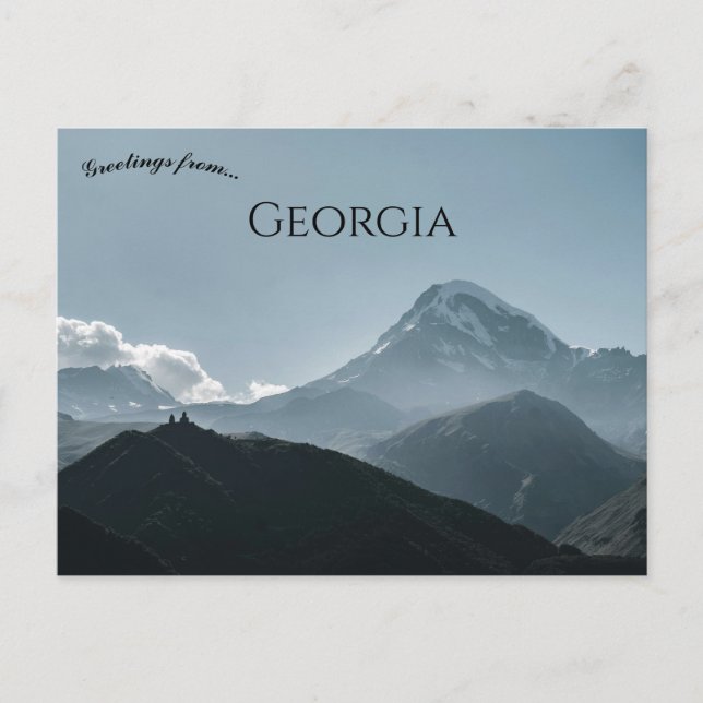 Ein Blick auf Stepantsminda Früher Kazbegi Georgia Postkarte (Vorderseite)