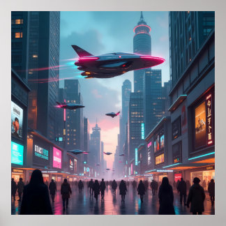 Ein Blick in das futuristische Stadtbild Poster