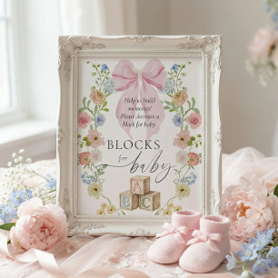 Ein Block für das Babyschild verzieren Poster