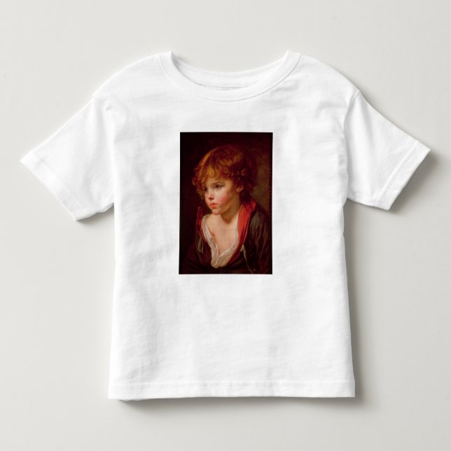 Ein blond haariger Junge mit einem offenen Shirt (Vorderseite)