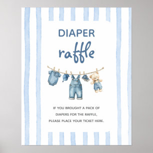 Ein Blue-Jean-Baby-Windeln-Raffelzeichen Poster