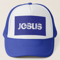 Ein Blue Jesus Trucker Hat