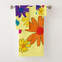 Ein Blumenbeet mit blühenden Blume Badhandtuch Set