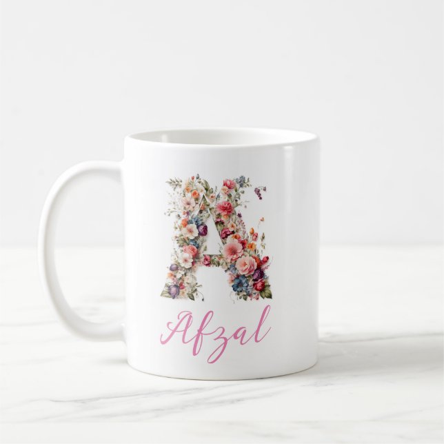 Ein Blumenbrief für digitale Kunst /Monogramm Kaffeetasse (Links)