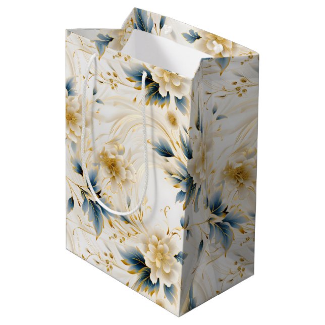 Ein Blumendesign 1 Mittlere Geschenktüte (Rückseite Schrägansicht)