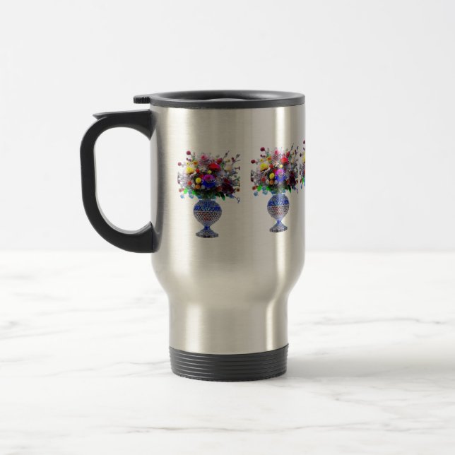 Ein Blumendesign zeichnet sich typischerweise durc Reisebecher (Links)