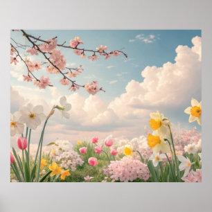 Ein Blumenhintergrund im Frühling Poster