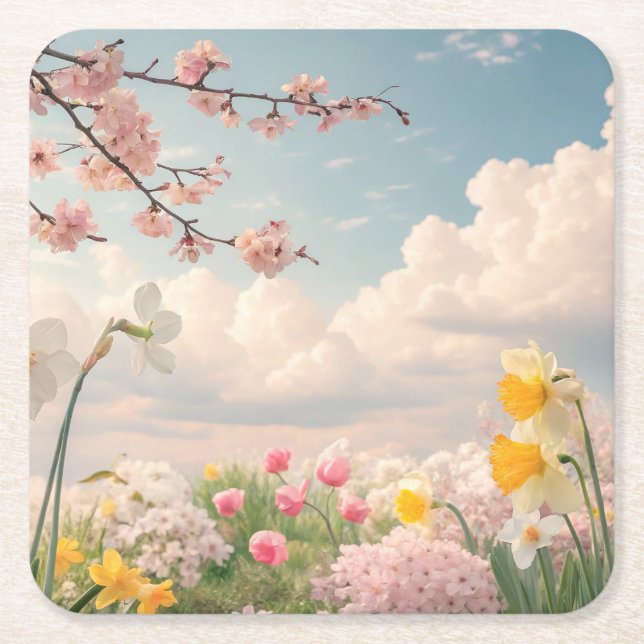 Ein Blumenhintergrund im Frühling Rechteckiger Pappuntersetzer (Vorderseite)