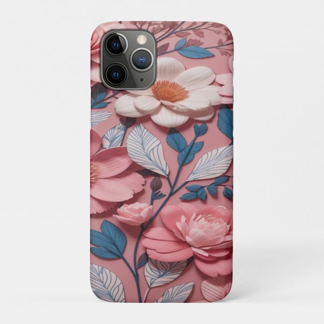 Ein Blumenmuster mit rosa Hintergrund Case-Mate iPhone Hülle (Rückseite)