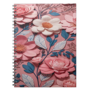 Ein Blumenmuster mit rosa Hintergrund Notizblock